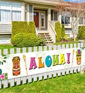 WERNNSAI Hawaiian Tropical Theme Party Decorations - 19” x 118” Large ALOHA Banner for Summer 