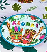 WERNNSAI Hawaiian Luau Party Supplies - 50PCS 9" Disposable Aloha Dinner Plates Tropical 