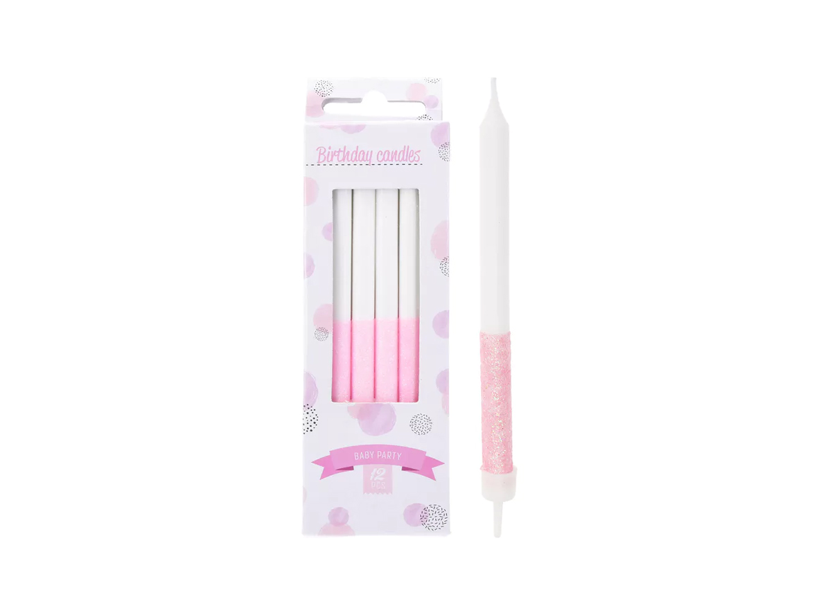 Baby Party Birthday Candles Pink - 12 pcs