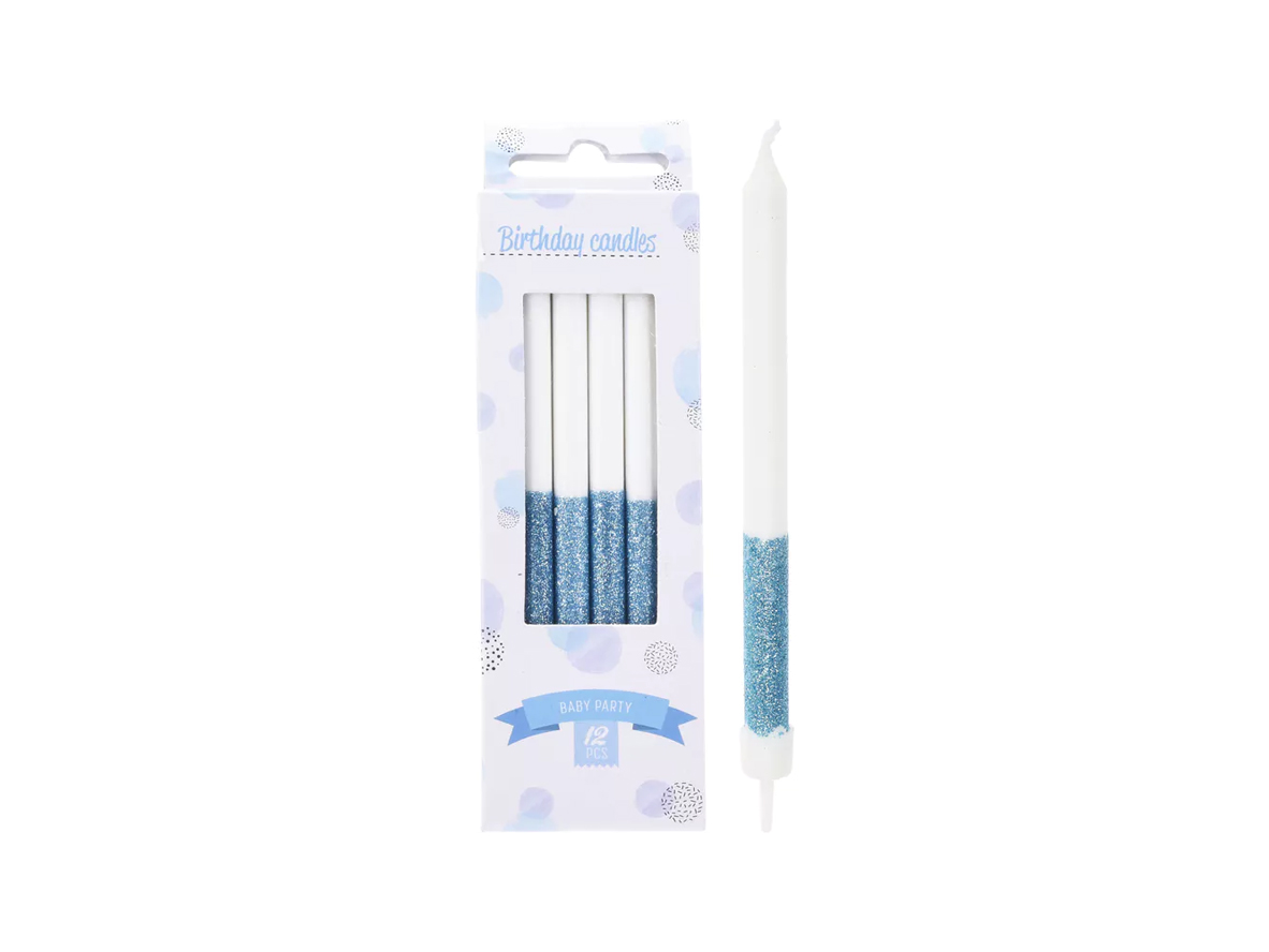 Baby Party Birthday Candles Blue - 12 pcs