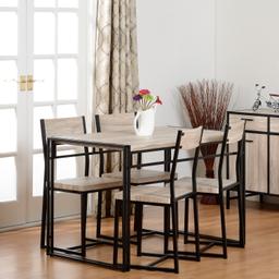 The Warwick Dining Set has been designed to suit in any style of dining room interior and manufactured from high quality wooden with metal frame.

The dining table has rectangular shape and comes with 4 dining chairs and it has luxurious quality oak effect veneer and black finish that is mostly suited in any style of dining room and its very easy to clean in no times.
The dining set will look great in any home and will be a compliment for sure.

Dimensions
Chair
Height 99cm
Width 40.5cm
Depth 47.5cm

Table
Height 75cm
Width 100cm
Depth 80cm

self assembly required
delivery available

07708918084