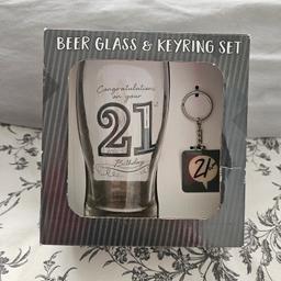 Beer Glass & Keyright Birthday Gift set