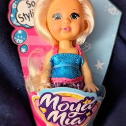 Moya Mia little sister mini doll in her doll box. New