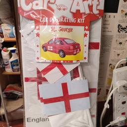 large pack of car England flags decorating kit

large magnetic flag

window car flags 

vinyl window sticker

bumper flag

rear view mirror view card flag


collect from Romford rm2