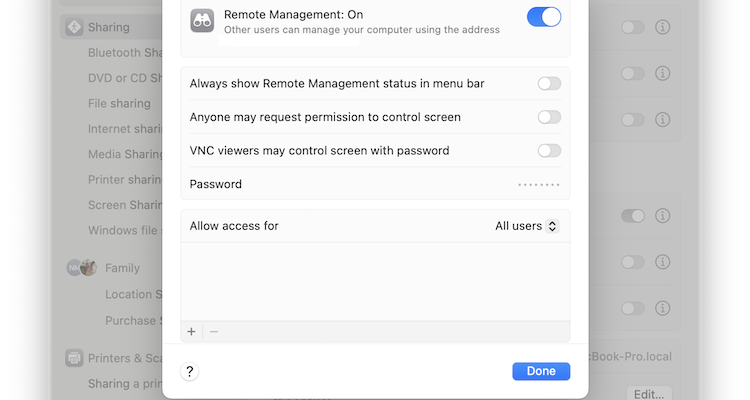 configure remote sharing mac