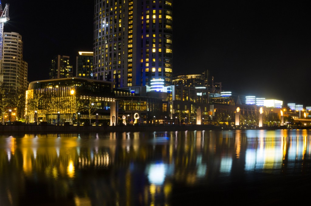 Melbourne at night across the Yarra river