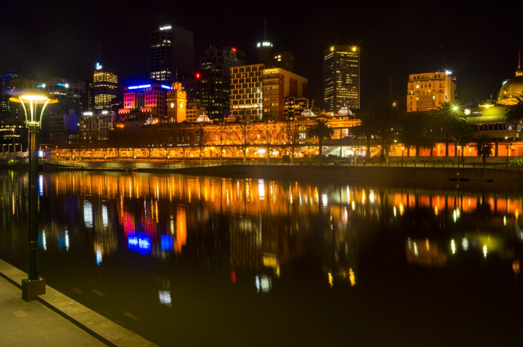 Flinders street station at night