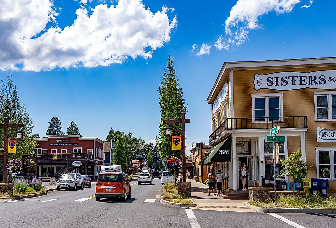 Main Street in downtown Sisters, Oregon. Image credit Bob Pool via Shutterstock