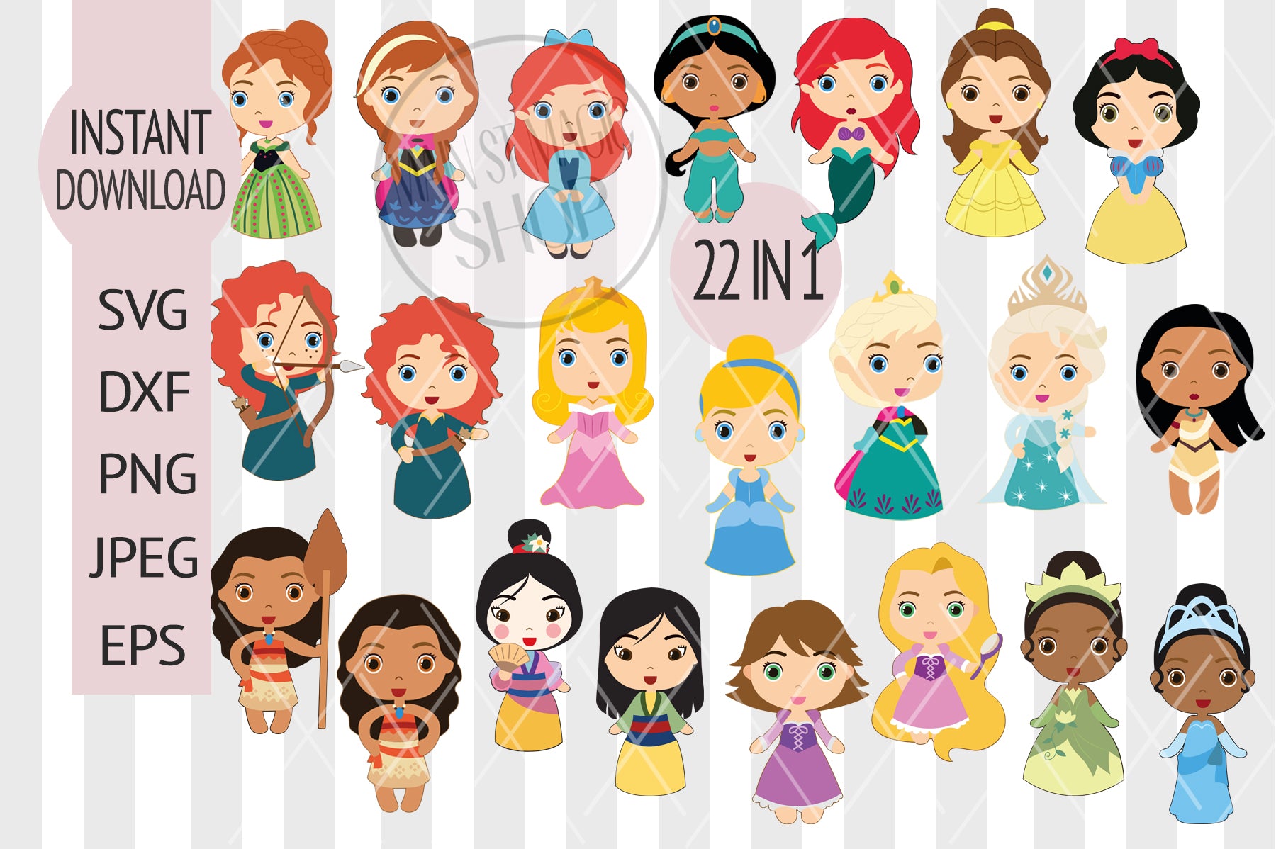 Disney Princess SVG files, Cute princesses SVG version cliparts, Disne ...