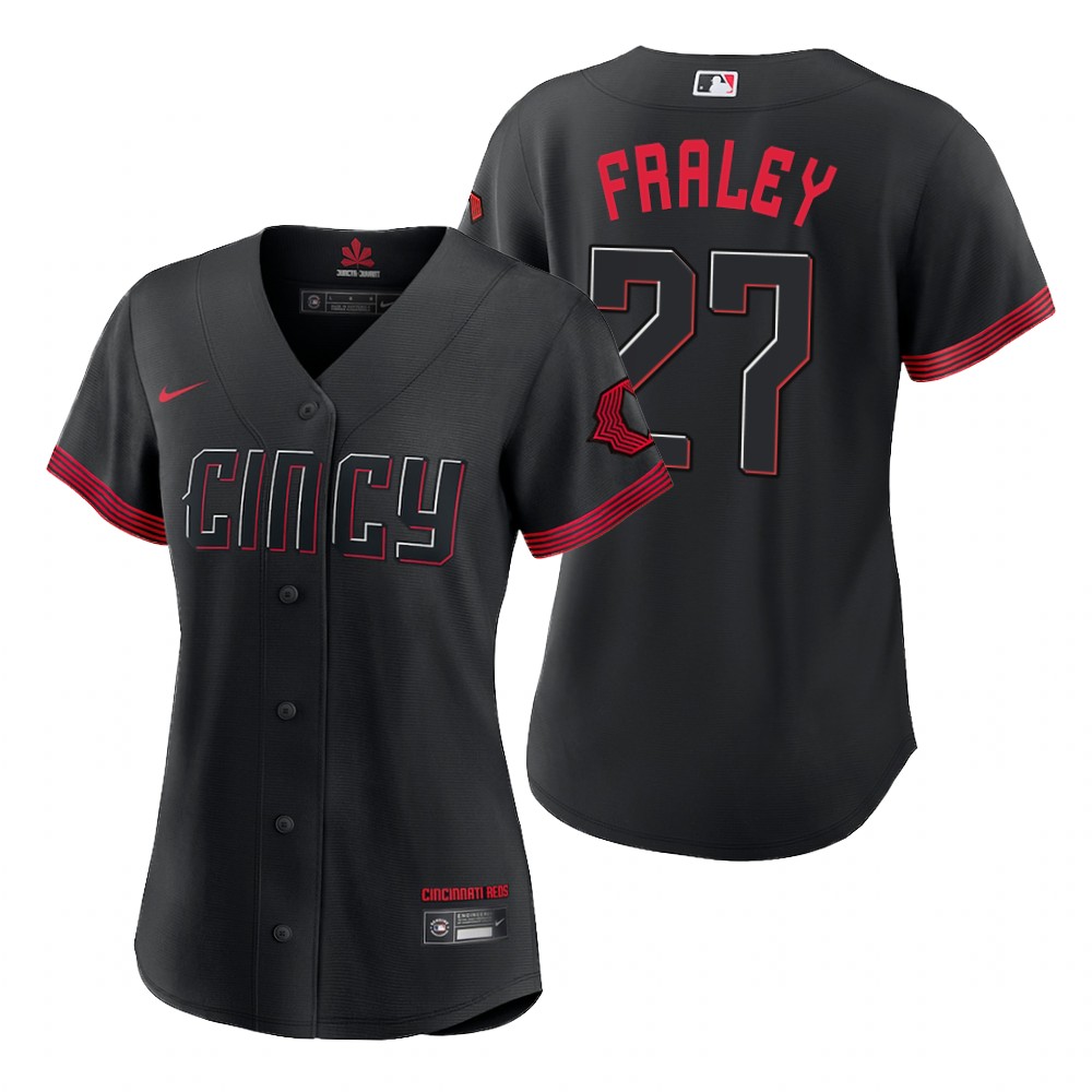 Women Cincinnati Reds Jake Fraley Black 2023 City Connect Replica ...