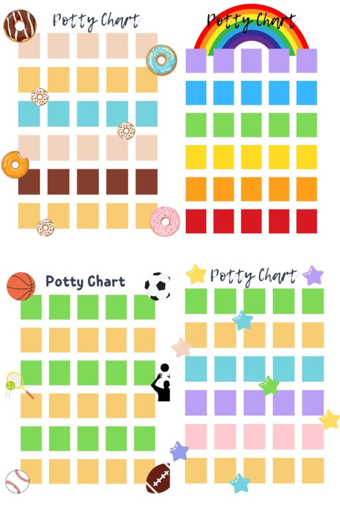 Donut Rainbow Sports and Stars Potty Charts