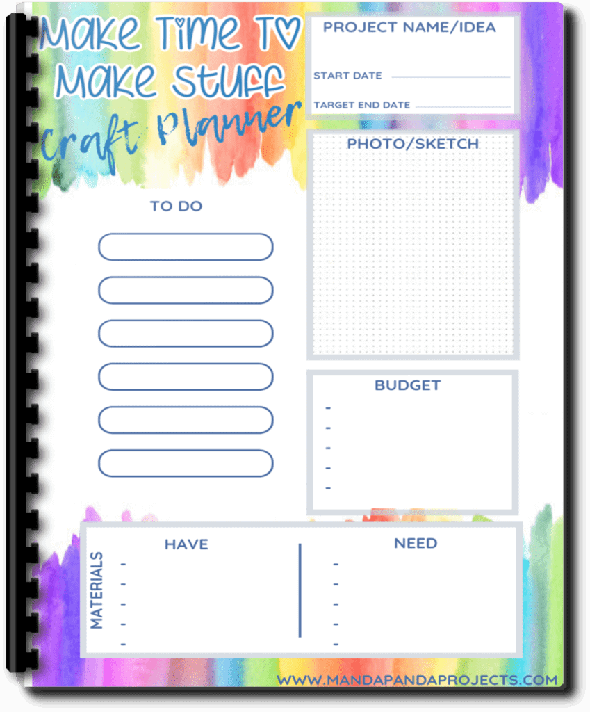 Make time to make stuff free printable craft project planner. Digital editable planner. #craftplanner #projectplanner