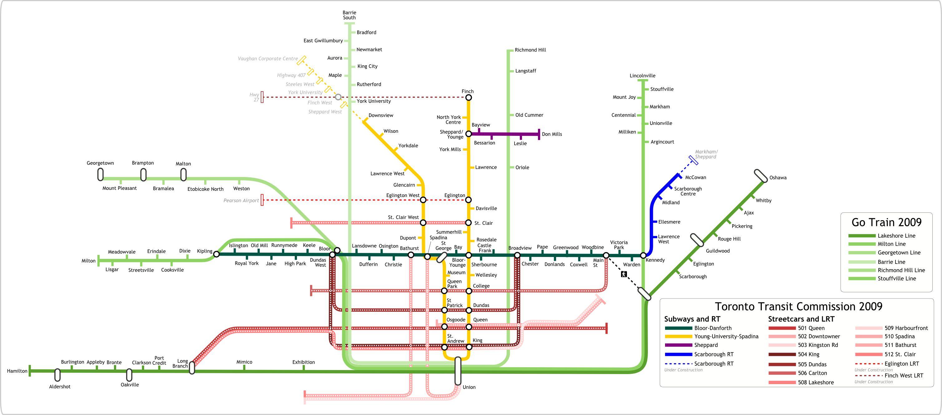 Toronto Go Train map - Map of Toronto Go Train (Canada)