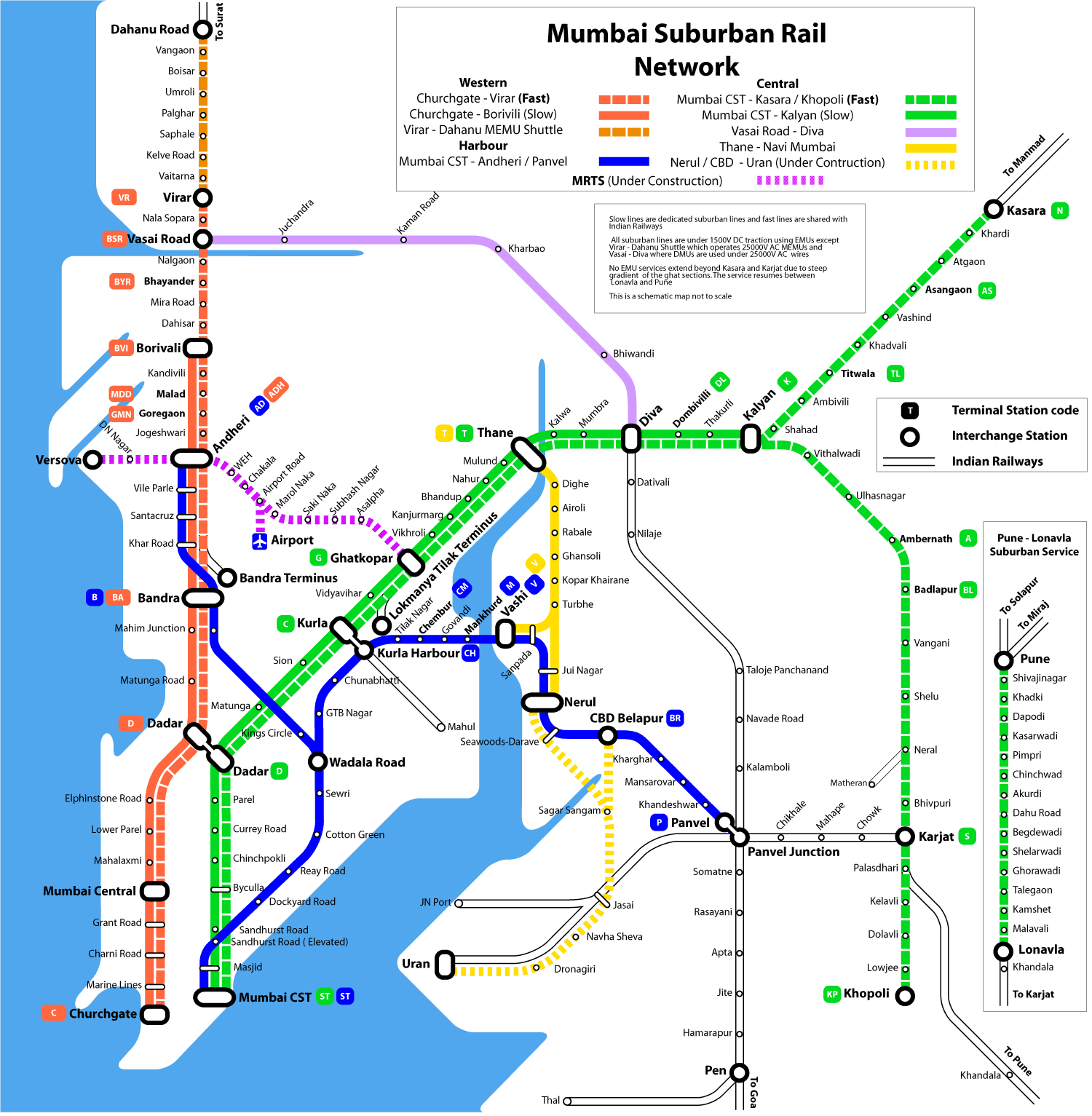 Suburban-Railway: Mumbai metro map, India image.