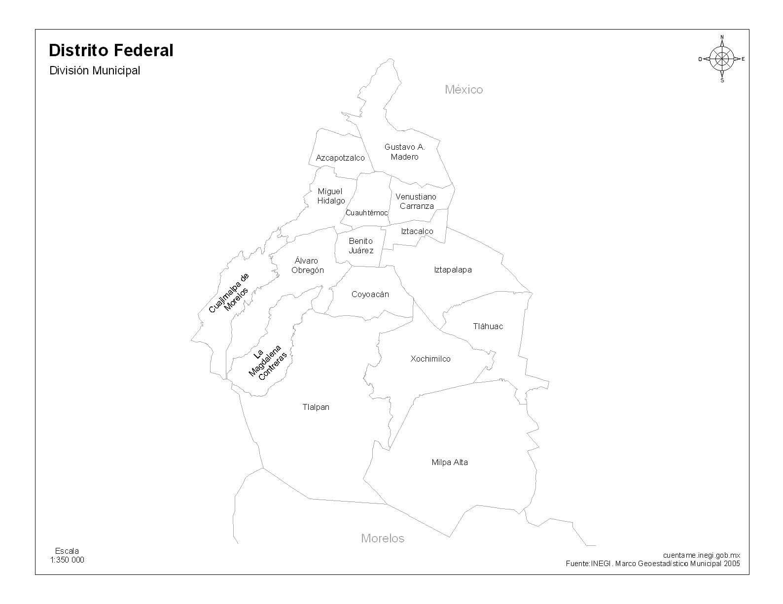 mapa de la ciudad de méxico con nombres