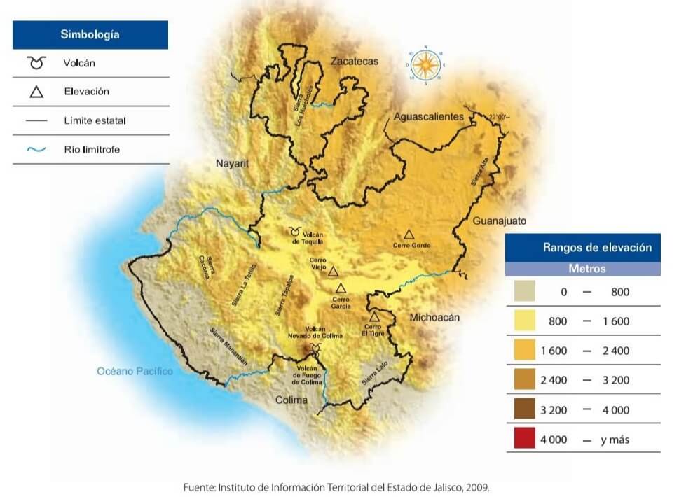 mapa del relieve de jalisco