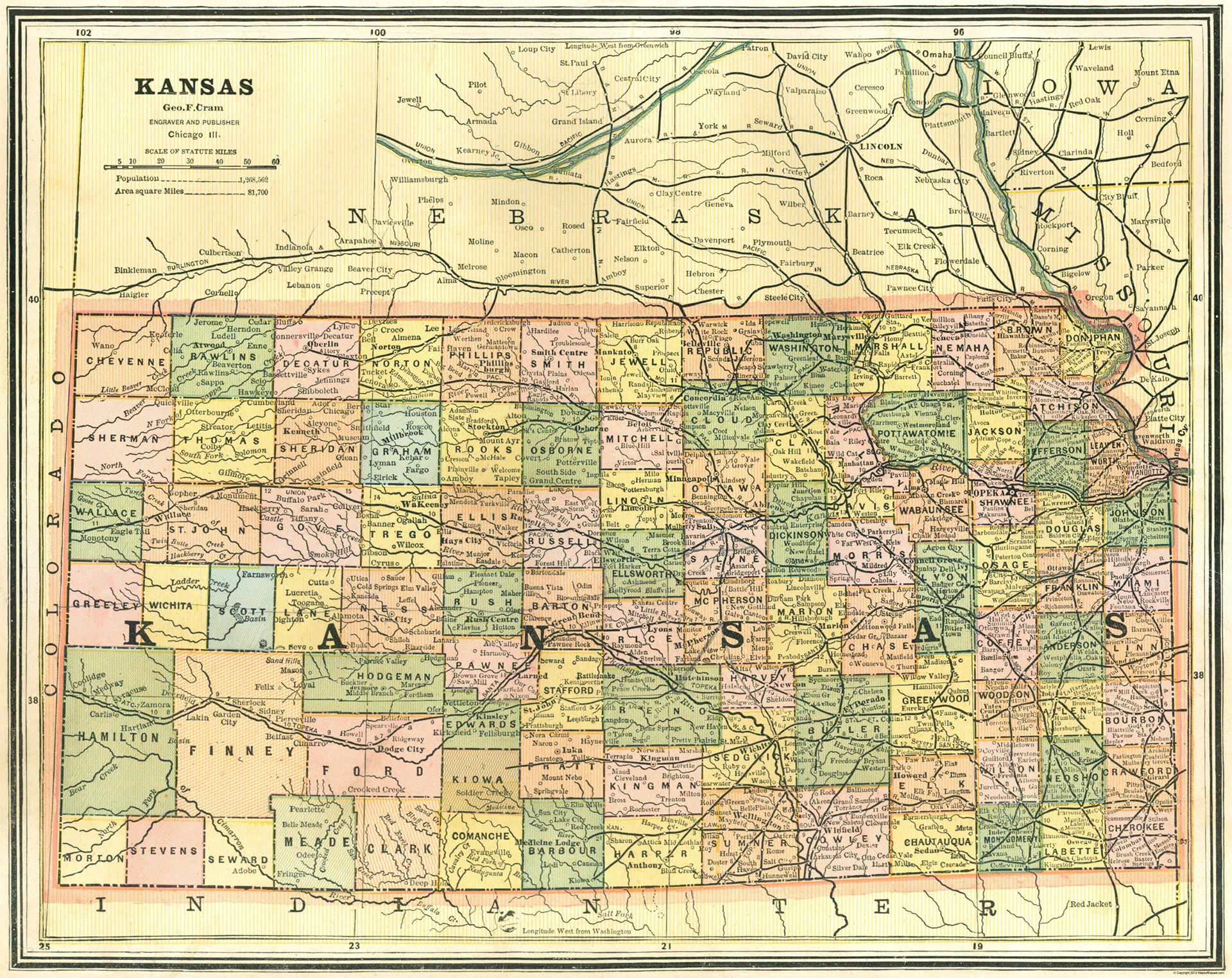 Wall Décor Home & Living 1886 Map of Decatur County Kansas Home Décor ...