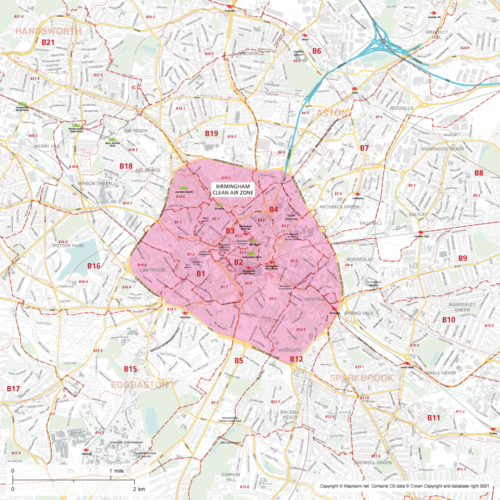 Birmingham Clean Air Zone Area Map