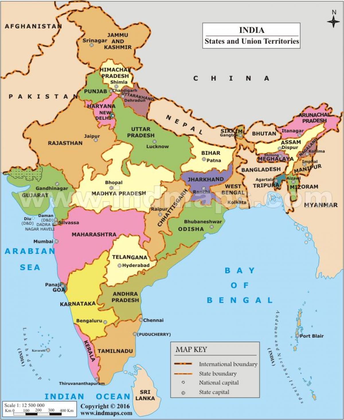 India Map With State Boundaries