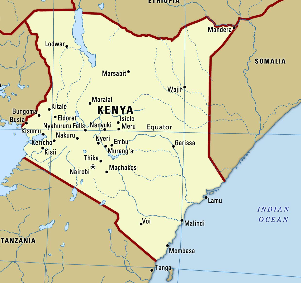 Map Of Kenya With Cities Large Physical Map Of Kenya With Roads | Sexiz Pix