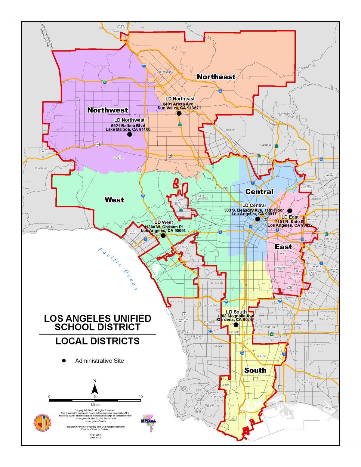 Los Angeles county school district map