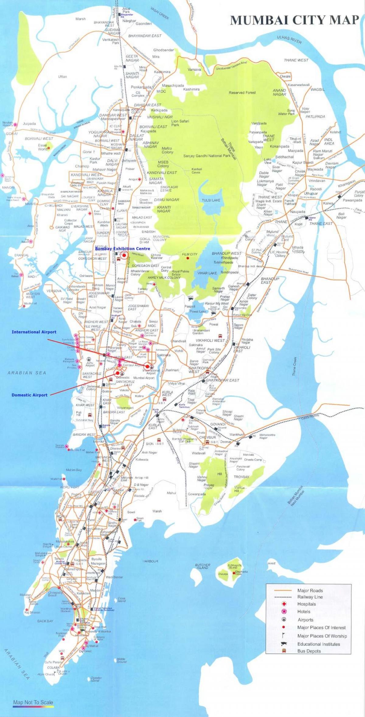 Map Mumbai - Bombay on map (Maharashtra - India)