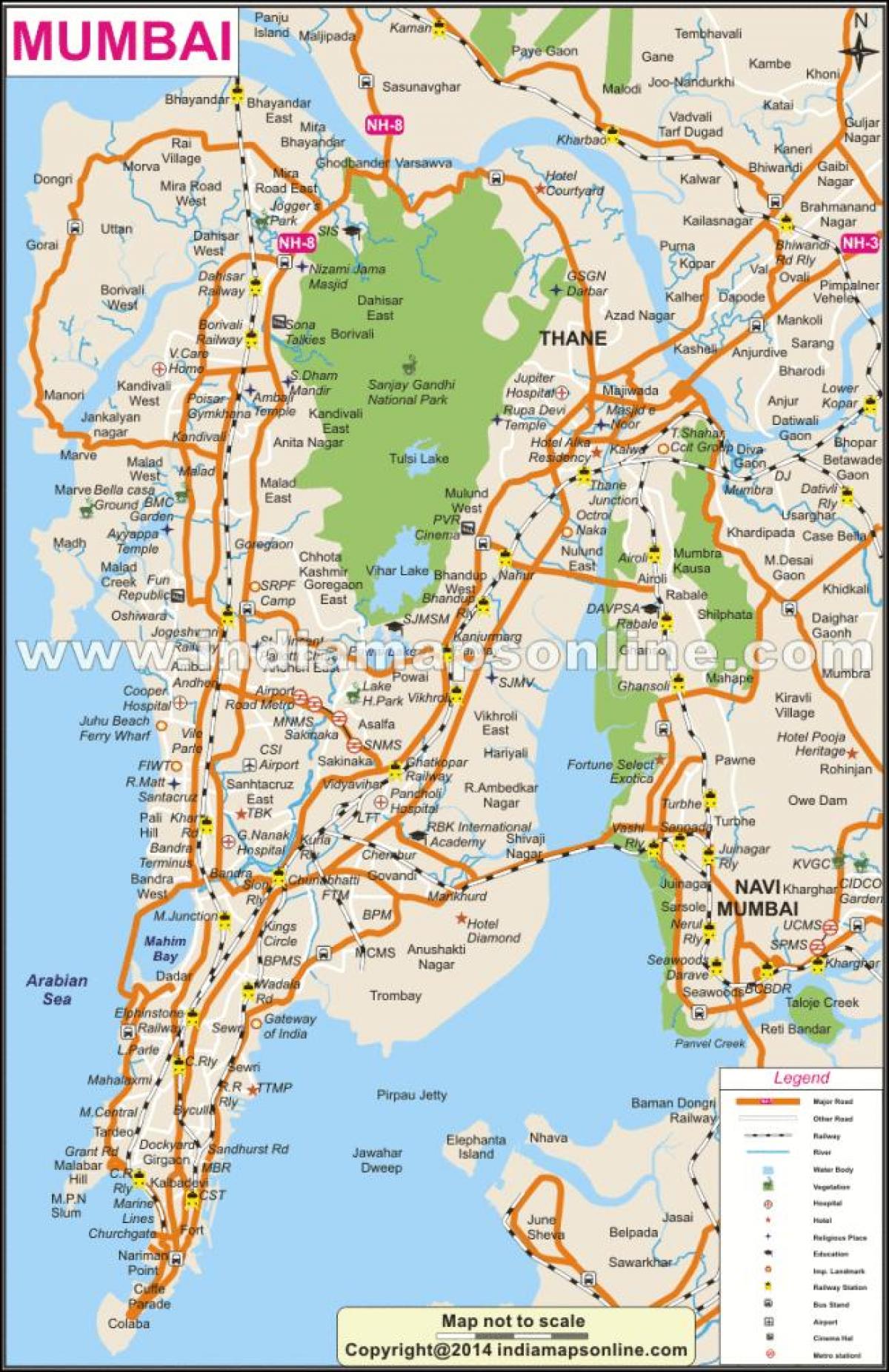 Mumbai local map - Map of Mumbai local (Maharashtra - India)