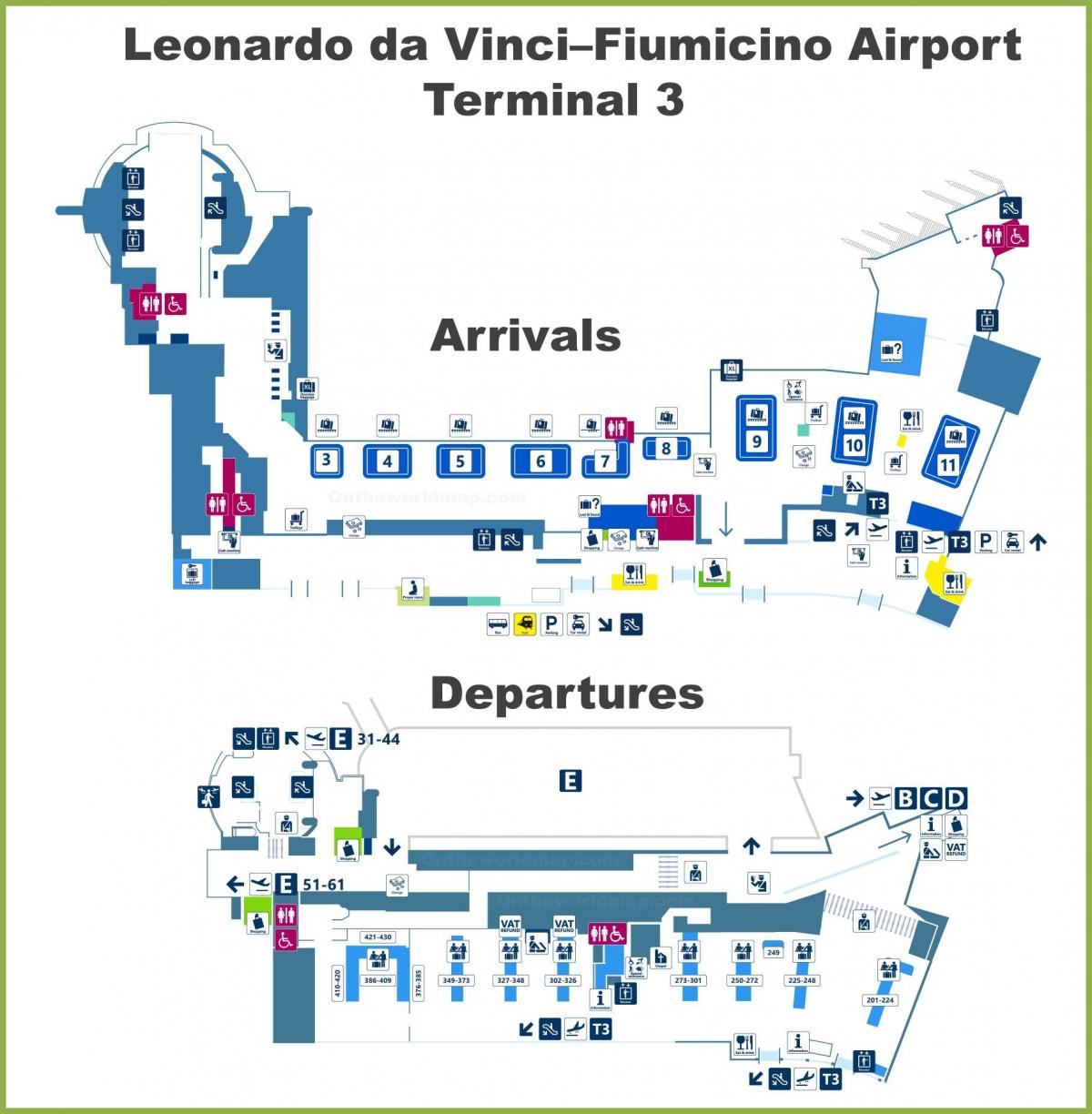 Rome airport terminal 3 map - Fco airport map terminal 3 (Lazio - Italy)