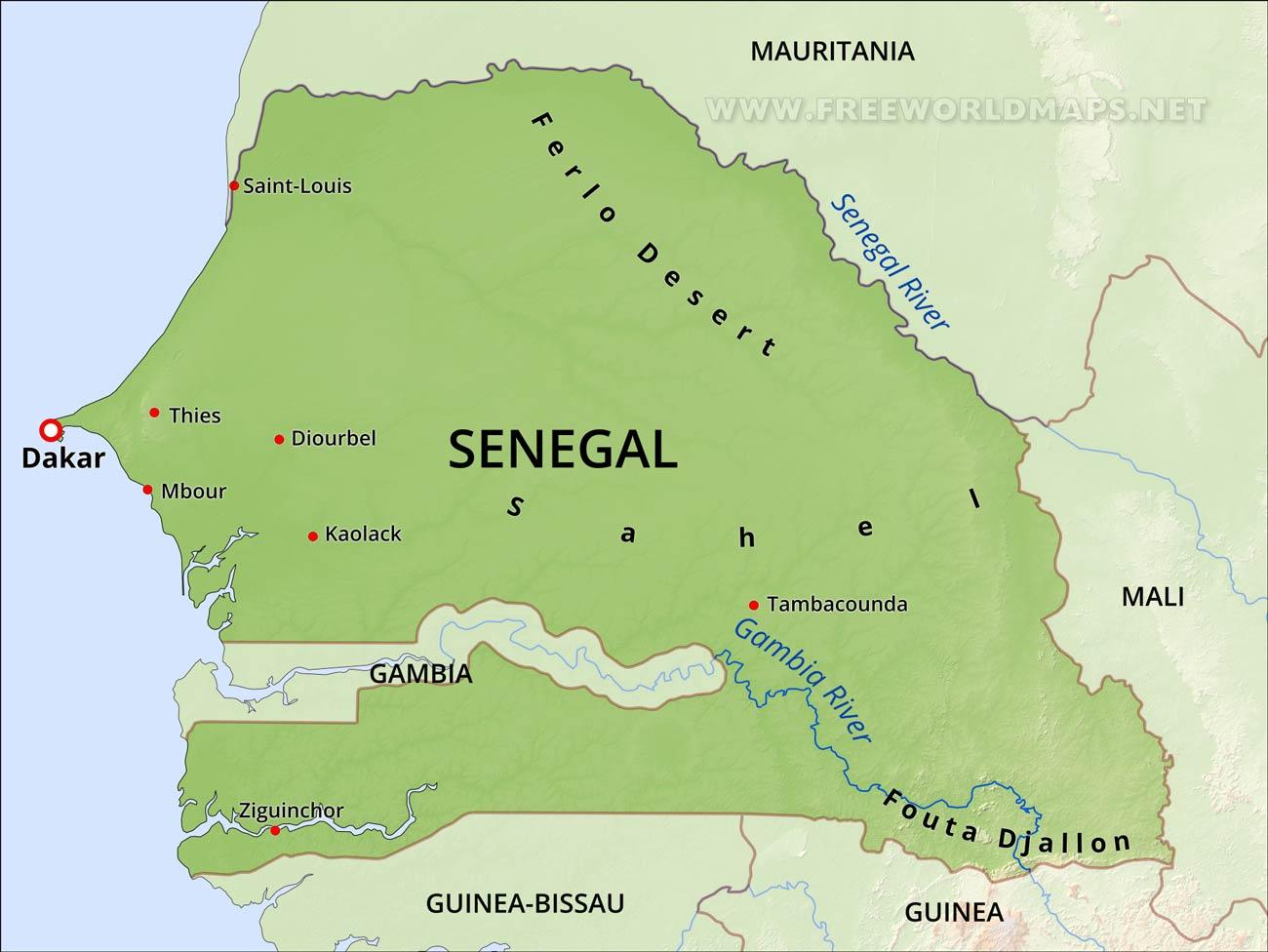 Physical Map Of Senegal Map Of Physical Map Of Senegal Western | Images ...