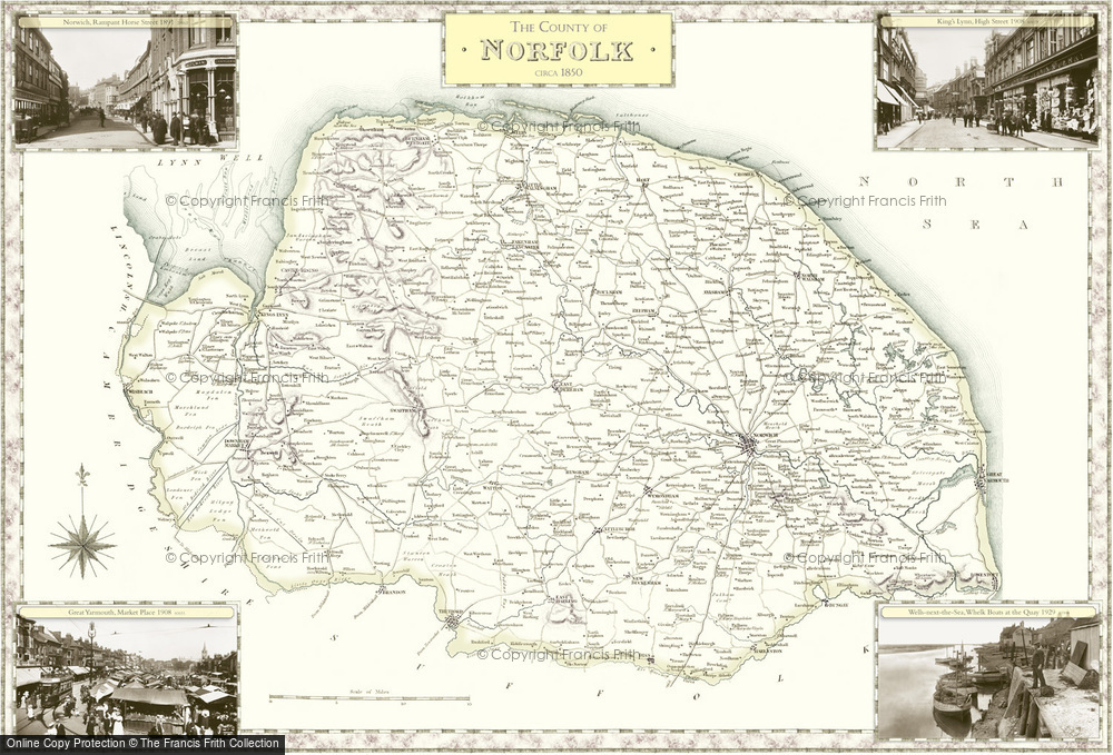 Old Map of Historic Map covering Fakenham in 1840