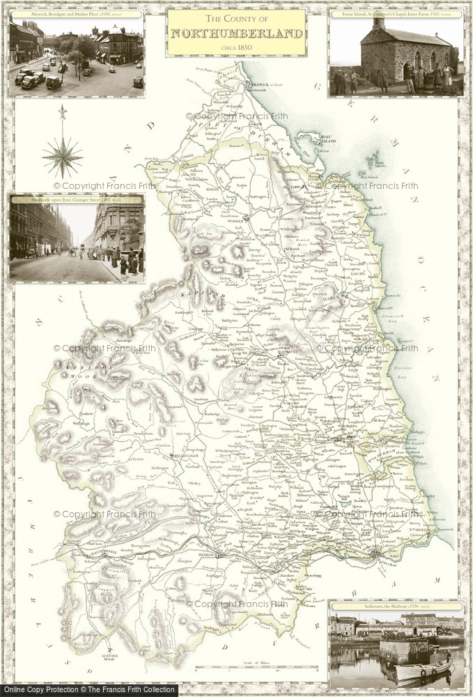 Old Map of Historic Map covering Haltwhistle in 1840