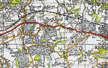 Old map of Buckland in 1940