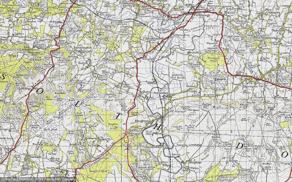 Old Map of Historic Map covering River Arun in 1940