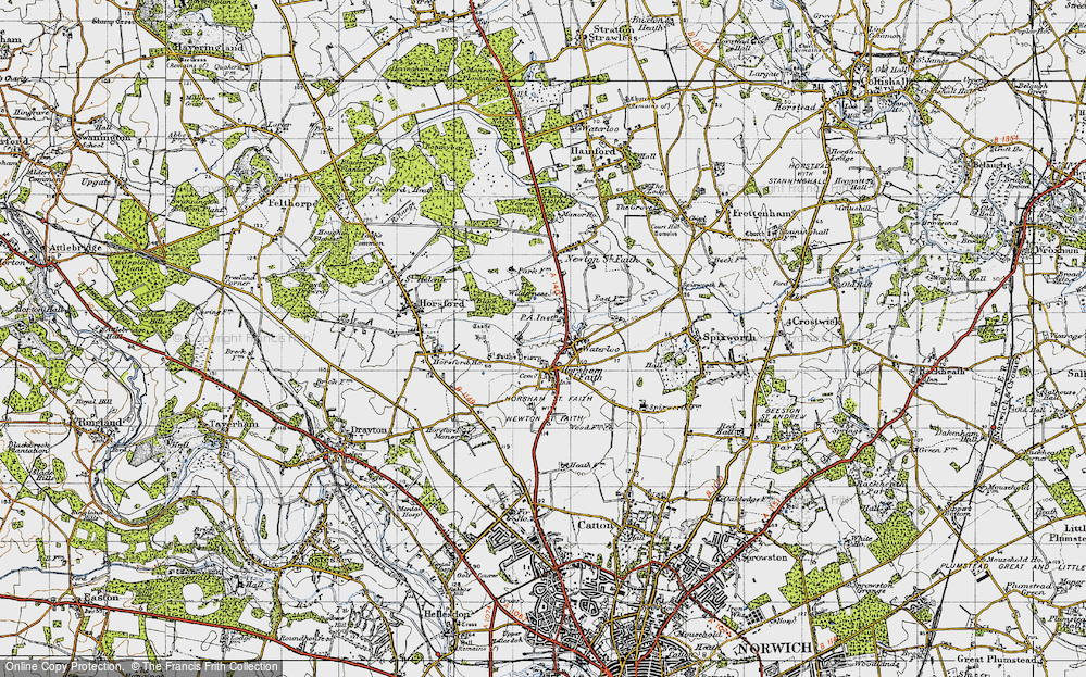 Old Map of Horsham St Faith, 1945 in 1945