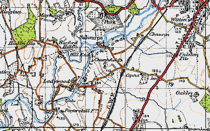 Old map of Droitwich Canal in 1947