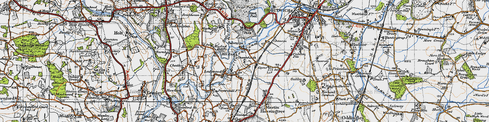 Old map of Droitwich Canal in 1947