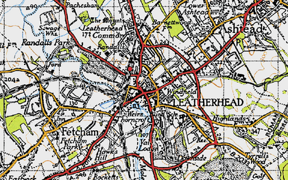 Old map of Leatherhead in 1945