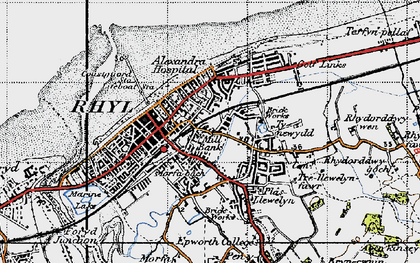 Old map of Rhyl in 1947