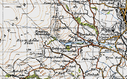 Old map of Ruabon Mountain in 1947