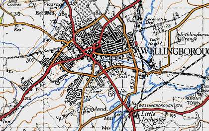 Old map of Wellingborough in 1946