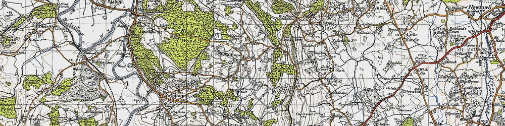 Old map of Woolhope in 1947