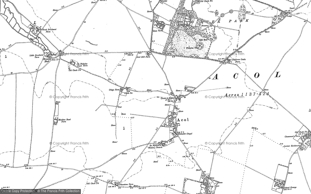 Old Map of Historic Map covering Isle of Thanet in 1883