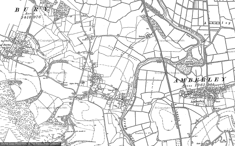 Old Map of Historic Map covering River Arun in 1896