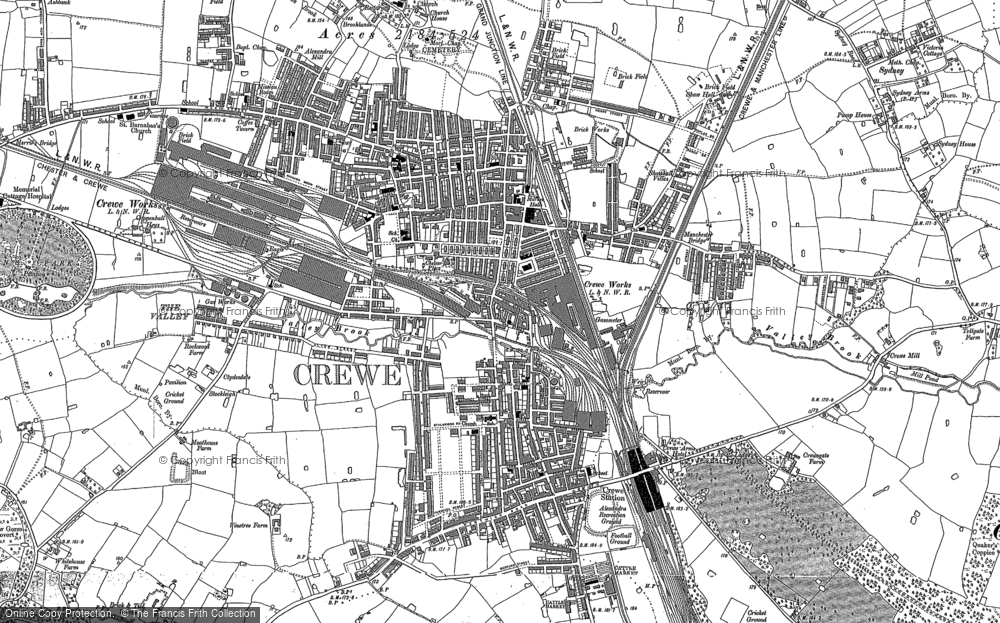 Old Map of Crewe, 1897 in 1897