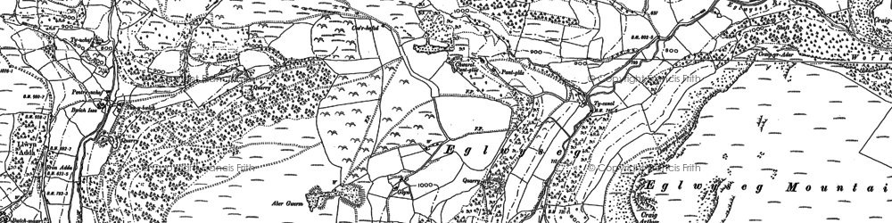 Old map of Ruabon Mountain in 1898