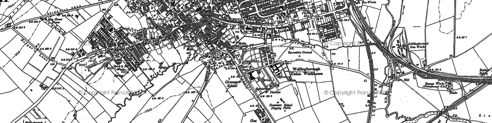 Old map of Wellingborough in 1885