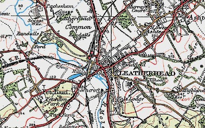 Old map of Leatherhead in 1920