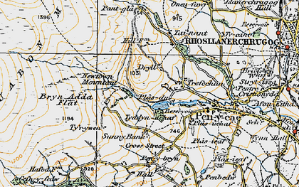 Old map of Ruabon Mountain in 1921