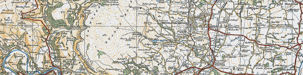 Old map of Ruabon Mountain in 1921