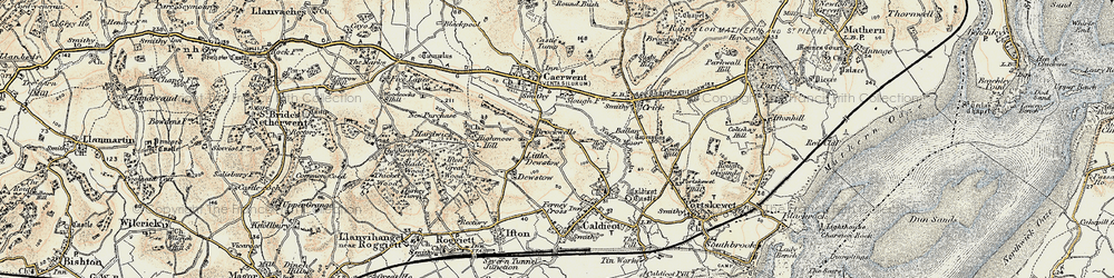 Old map of Caerwent Brook in 1899-1900